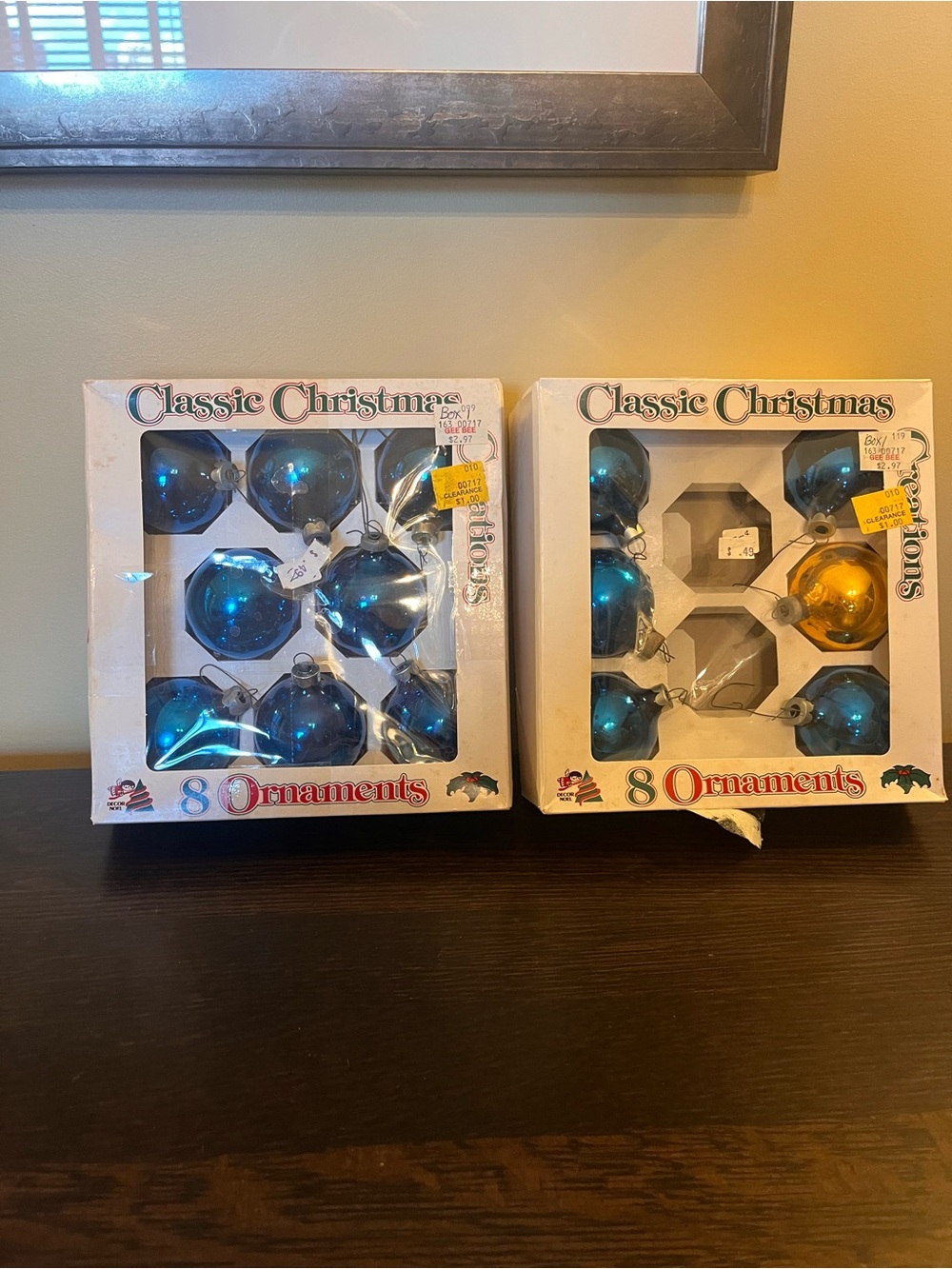 Vintage Noelle Blue Glass Christmas Ornaments - Set of 14
